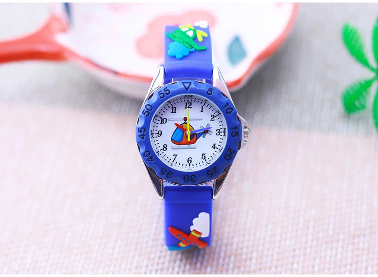 New Style Fashion Children Boys Girls Cartoon Helicopter Plane High Quality Watches Students Kids Cool Water Resistant Watches