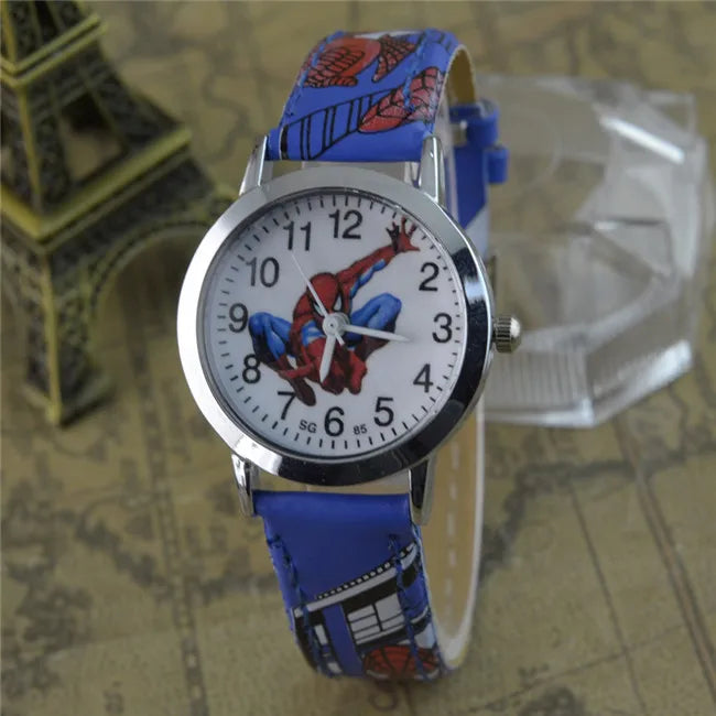 Children Cartoon Watch Spiderman Leather Strap Kids Quartz Watch Best Child Wristwatch Waterproof Men Watches Boy Gift