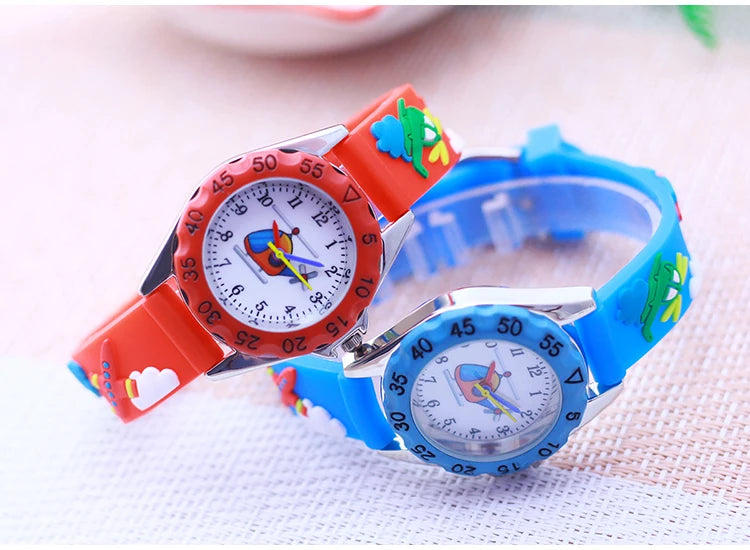 New Style Fashion Children Boys Girls Cartoon Helicopter Plane High Quality Watches Students Kids Cool Water Resistant Watches