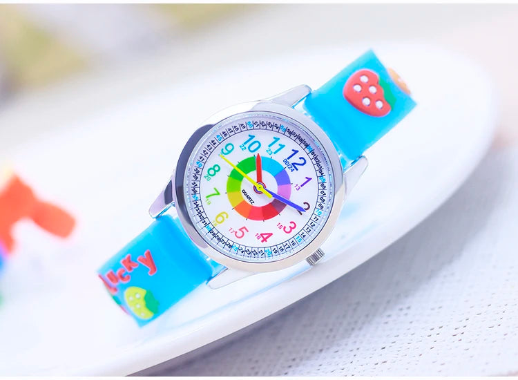 Smart Child Children‘s Girls Babies Cute Sweetheart Princess 3D Strawberry Silicone Color Digital Watch Kids Items Wristwatches