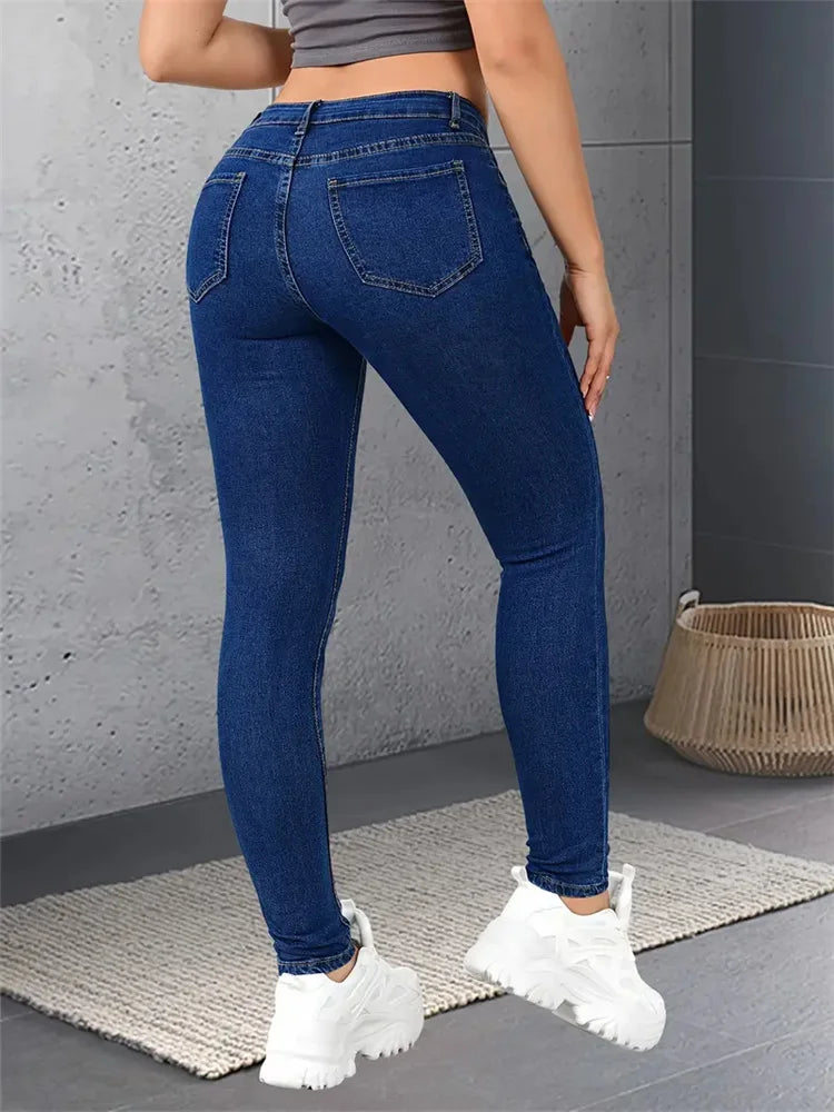 2024 Women Stretch Skinny Jeans Lady Slim Fit Pencil Jeans Girls Leggings Straight Leg Pants Light Blue Gray Black Sexy Trousers