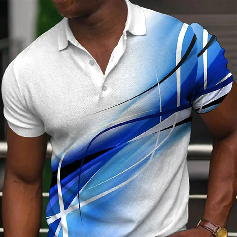 Summer Men's Polo Shirt Color Short Sleeve Tshirt Mesh Breathable Comfort Lapel Tops Tee Fashion Striped T Shirt Men's Fashion