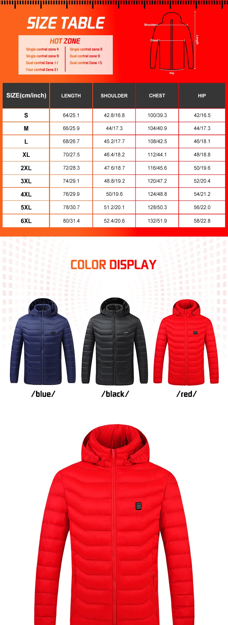 TODWARM Heated Jacket 21 Areas Winter Men's Women's Motorcycle Jacket USB Electric Heating Jacket Heated Vest Moto Thermal Cloth