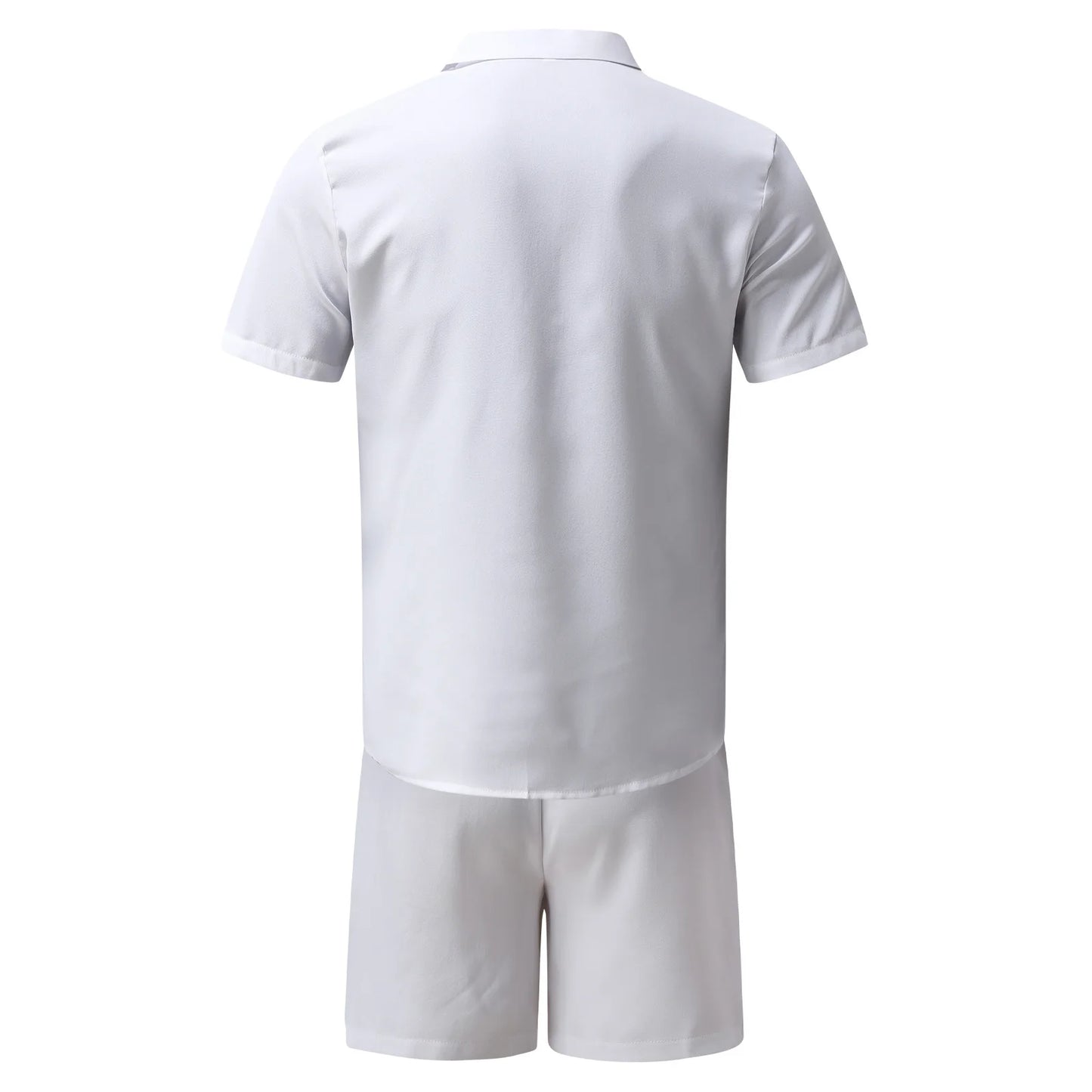 New 2024 Men's Summer Cotton Linen Sets Solid Short Sleeve Lapel Shirts and Shorts Sets Man Hawaiian Beach Holiday Clothing Sets