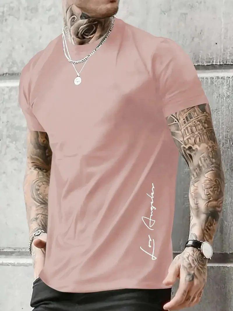 Fashionable and simple letter printing summer short-sleeved round neck men's comfortable, breathable and comfortable T-shirt