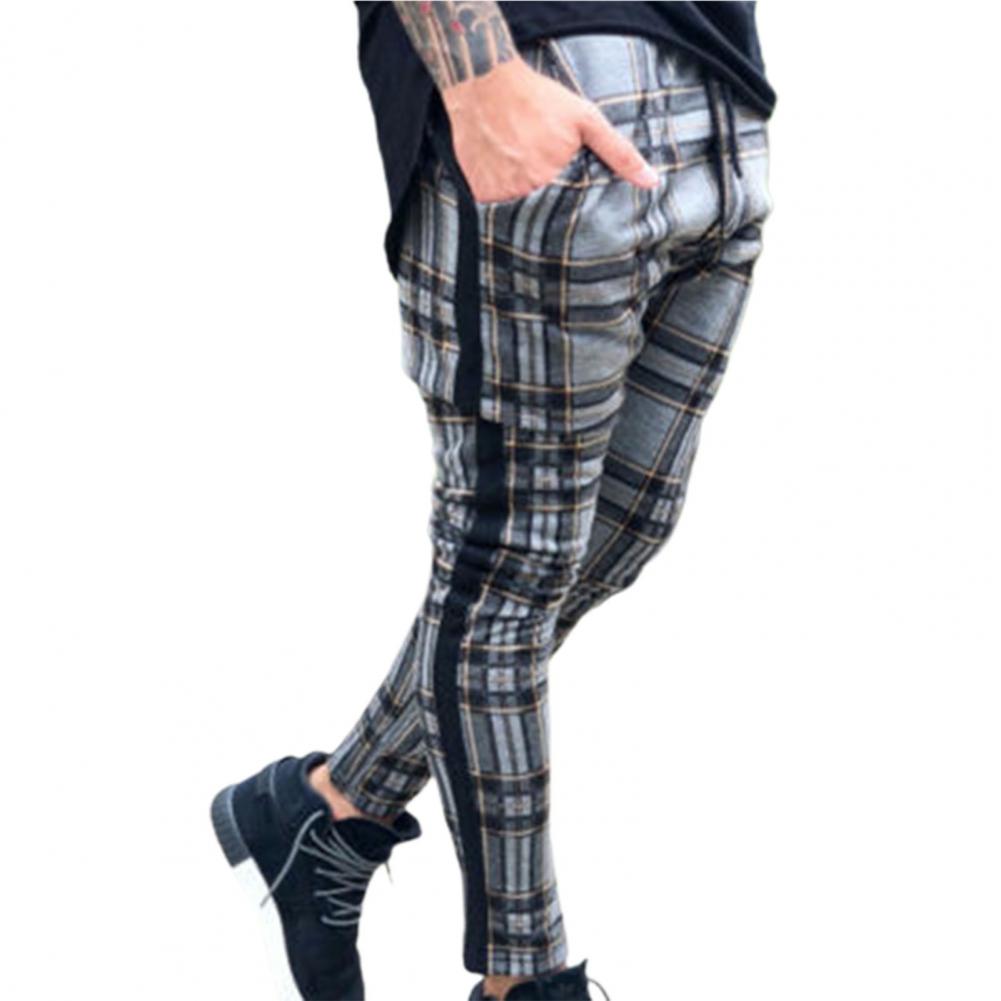 Pencil Pants Sweatpants Men Pants Plaid Simple Spring Sweatpants Mens Joggers Pants Mens Slim Fit Hole Pencil Pants Long Trouser