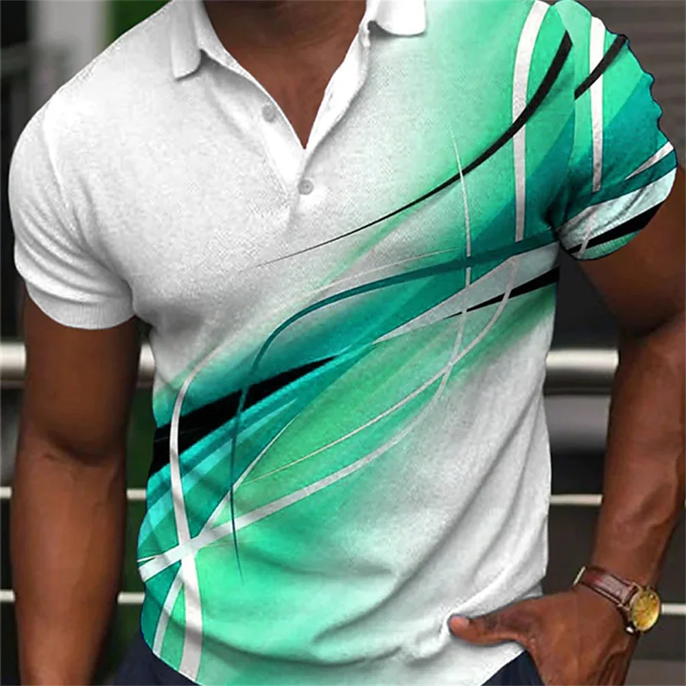 Summer Men's Polo Shirt Color Short Sleeve Tshirt Mesh Breathable Comfort Lapel Tops Tee Fashion Striped T Shirt Men's Fashion