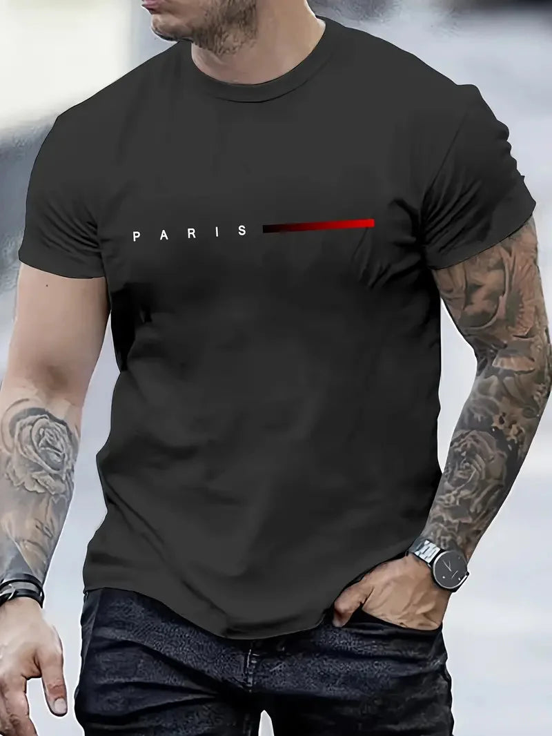 Fashionable and simple letter printing summer short-sleeved round neck men's comfortable, breathable and comfortable T-shirt