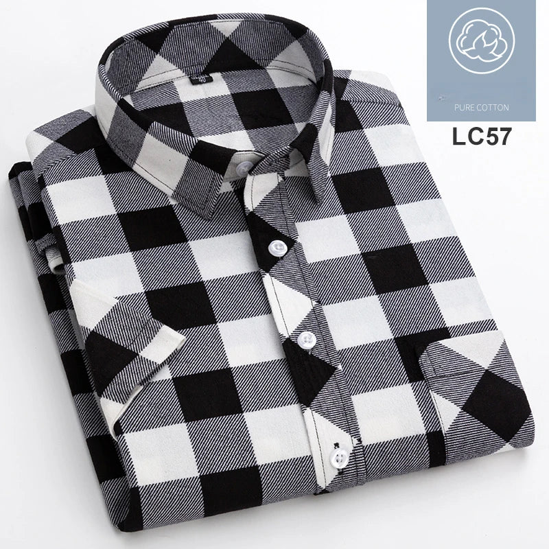 Fashion korean popular clothes plus size 8XL100%cotton short sleeve shirts for men slim fit casual plain shirt thin Hawaii tops