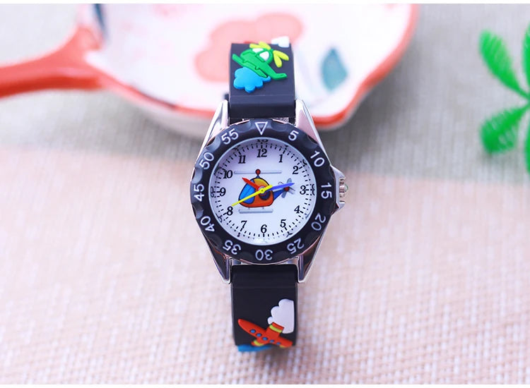 New Style Fashion Children Boys Girls Cartoon Helicopter Plane High Quality Watches Students Kids Cool Water Resistant Watches