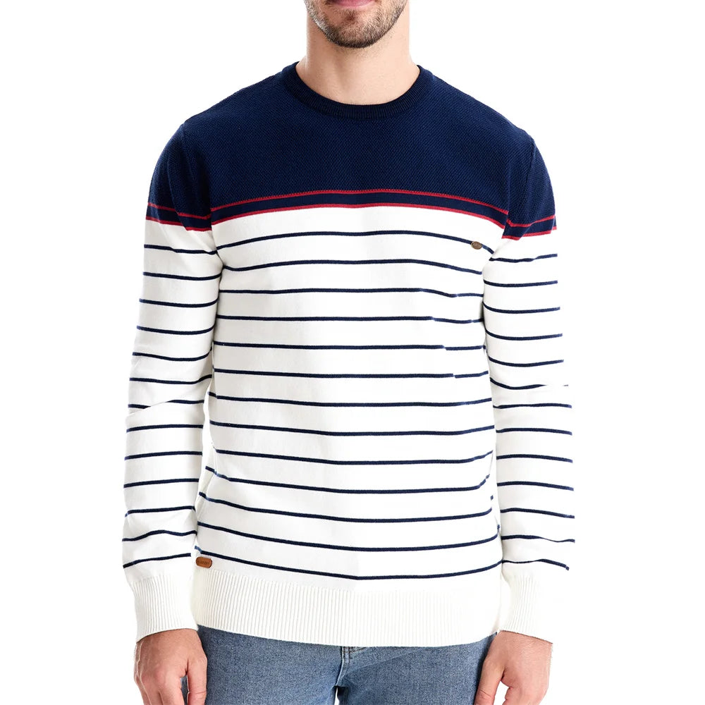 AIOPESON New O-neck Cotton Pullover Men's Sweater Striped Casual Autumn and Winter High Quality Knitted Sweaters for Men