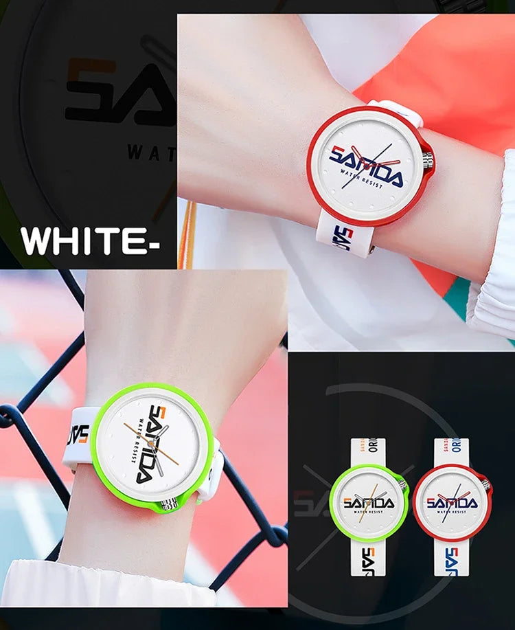 SANDA 3200 Product Fashion Brand Ladies Watch Sports Silicone Quartz Cool Waterproof Red White Black Wrist Watch Casual Men