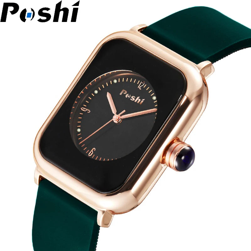 POSHI Luxury Ladies Bracelet Quartz Watch Women Watch Bracelet Set White Dial Simple Leather Luxury Ladies Watch Montre Femme