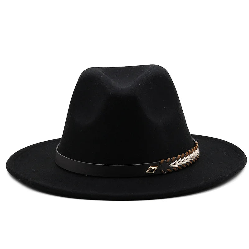 Fedora Hats Women Men Panama Jazz Hat Wide Brim Sun Protection Cap Classic Unisex Fashion Top Hat for Party Wedding Church