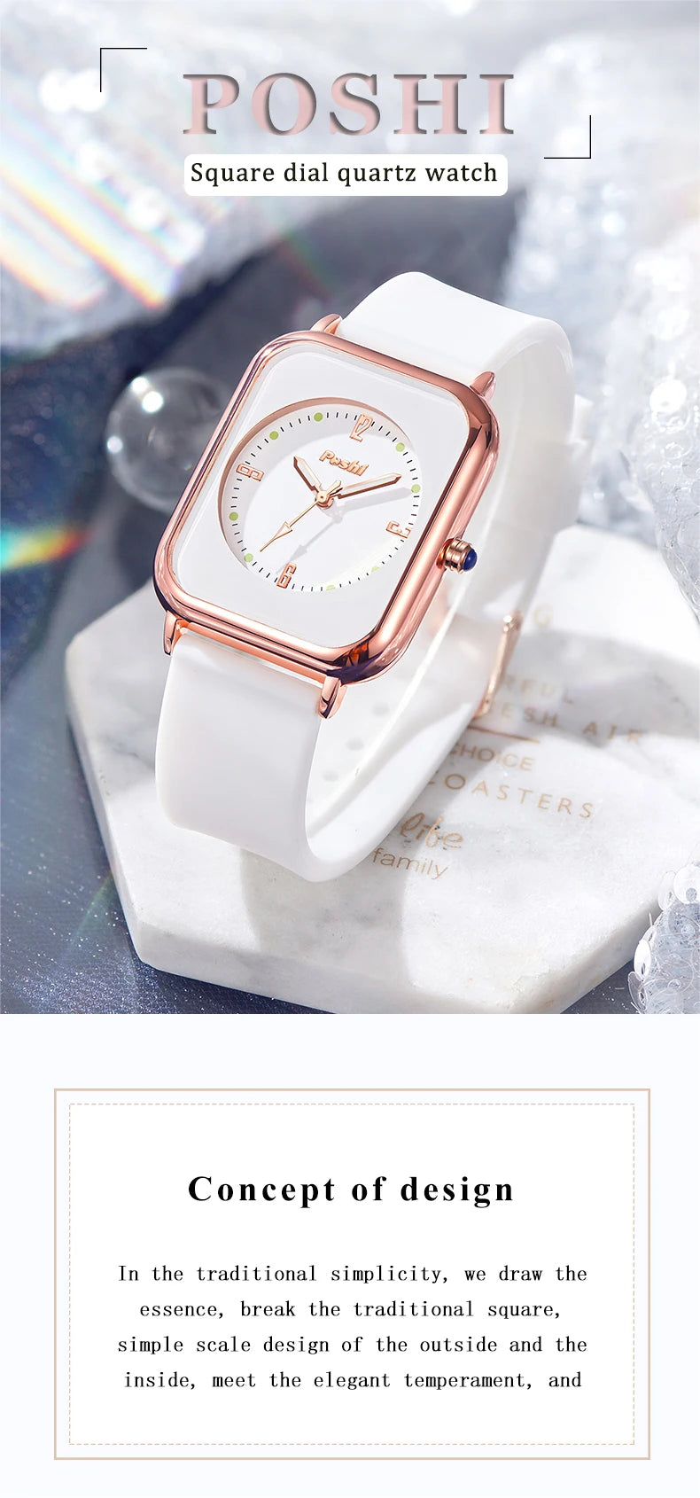 POSHI Luxury Ladies Bracelet Quartz Watch Women Watch Bracelet Set White Dial Simple Leather Luxury Ladies Watch Montre Femme