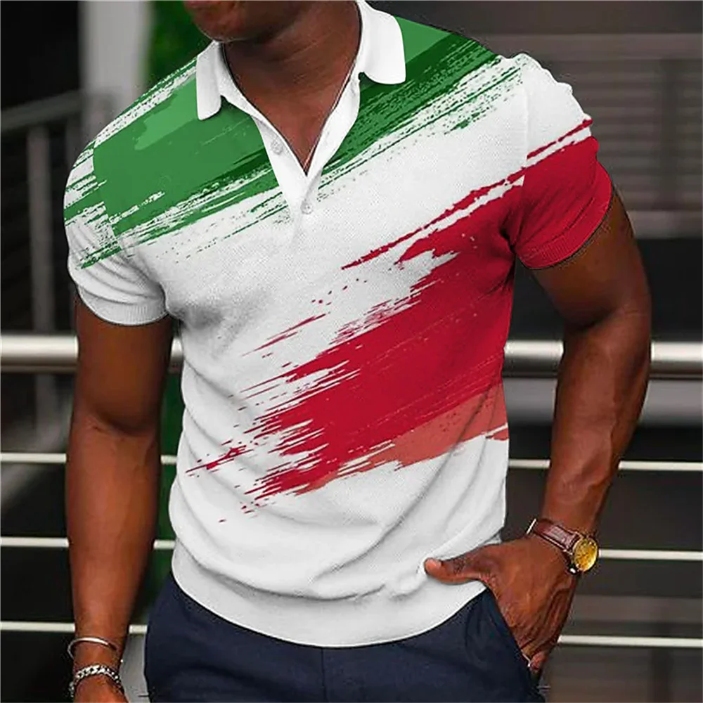 Summer Men's Polo Shirt Color Short Sleeve Tshirt Mesh Breathable Comfort Lapel Tops Tee Fashion Striped T Shirt Men's Fashion