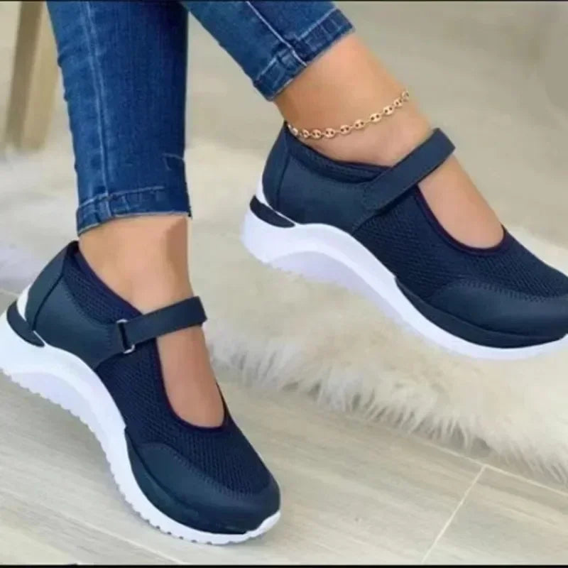 Women Fashion Vulcanized Sneakers Platform Solid Color Flats Ladies Shoes Casual Breathable Wedges Ladies Walking Sneakers