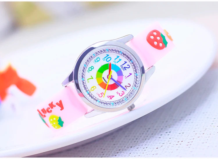 Smart Child Children‘s Girls Babies Cute Sweetheart Princess 3D Strawberry Silicone Color Digital Watch Kids Items Wristwatches