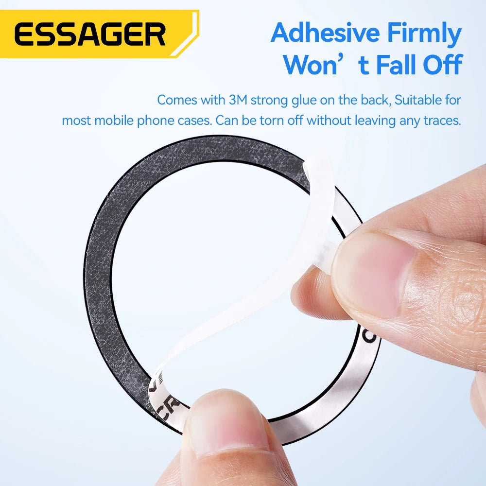 Essager 2PCS Magnetic Metal Ring 0.3mm Universal Sticker for iPhone 15 14 Pro MagSafe Magnet for Samsung Wireless Charging Plate