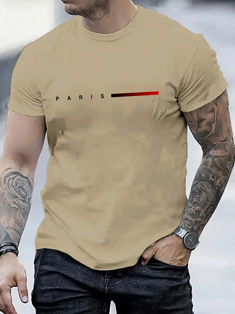 Fashionable and simple letter printing summer short-sleeved round neck men's comfortable, breathable and comfortable T-shirt