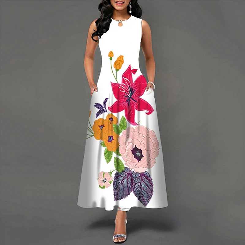 New Casual Sleeveless Long Dress Women's Printed Bohemian Retro maxi Dresses