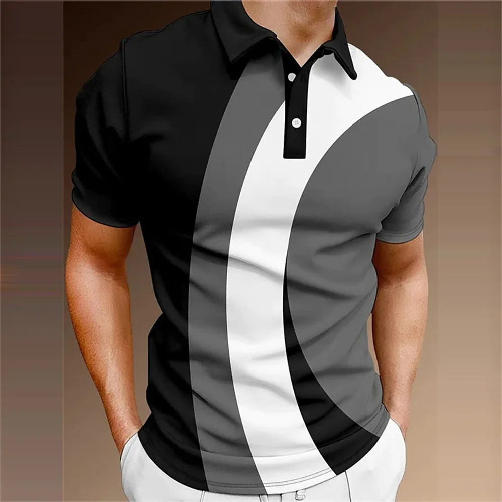 Summer Men's Polo Shirt Color Short Sleeve Tshirt Mesh Breathable Comfort Lapel Tops Tee Fashion Striped T Shirt Men's Fashion