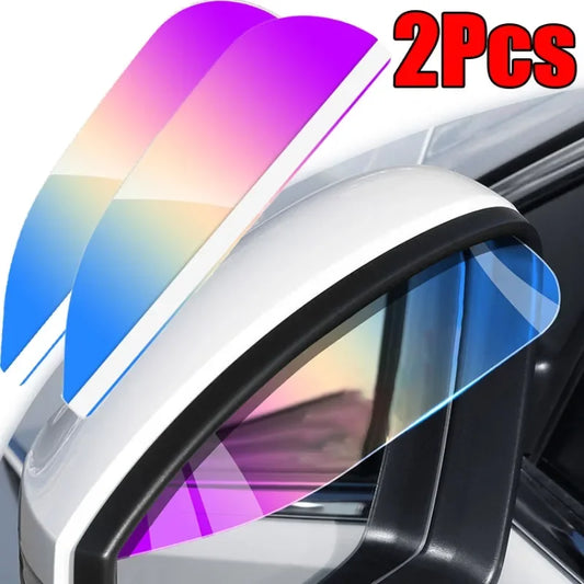 2Pcs Car Rearview Mirror Rain Eyebrow Visor Carbon Fiber Rear View Sun Visor Rainproof Blades Sticker Car Decor  Accessories