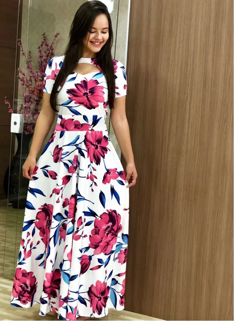 New Spring/Summer Dresses, Women's Big Swing Skirt, Sexy and Fashionable Digital Printing, European and American Fashion Style