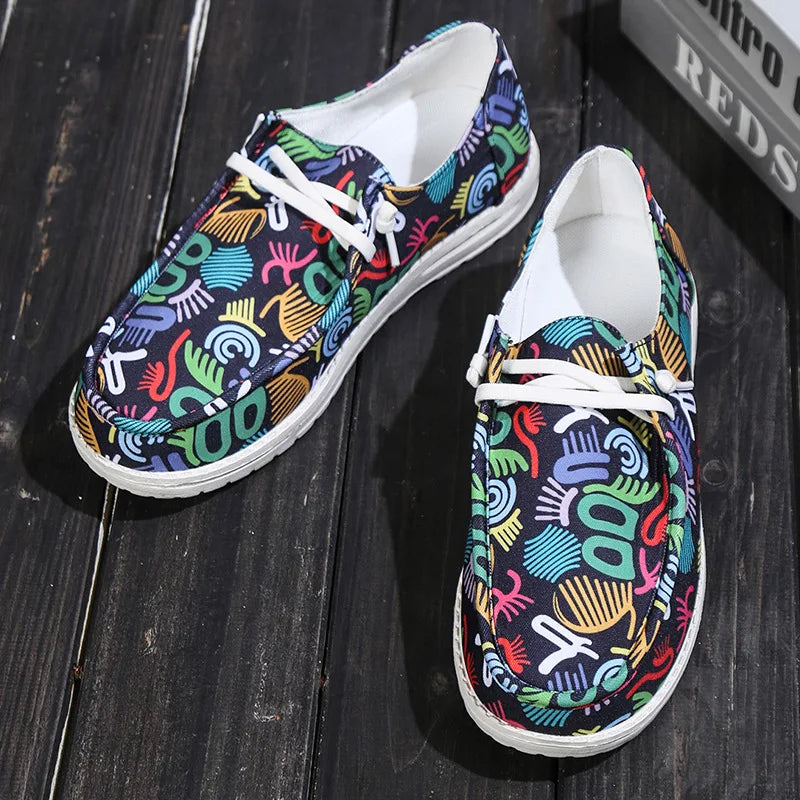 Women Orange Vulcanized Shoes Canvas Slip on Loafers Female Flat Shoes Fashion Ladies Walking Shoes Casual Sneakers 2023