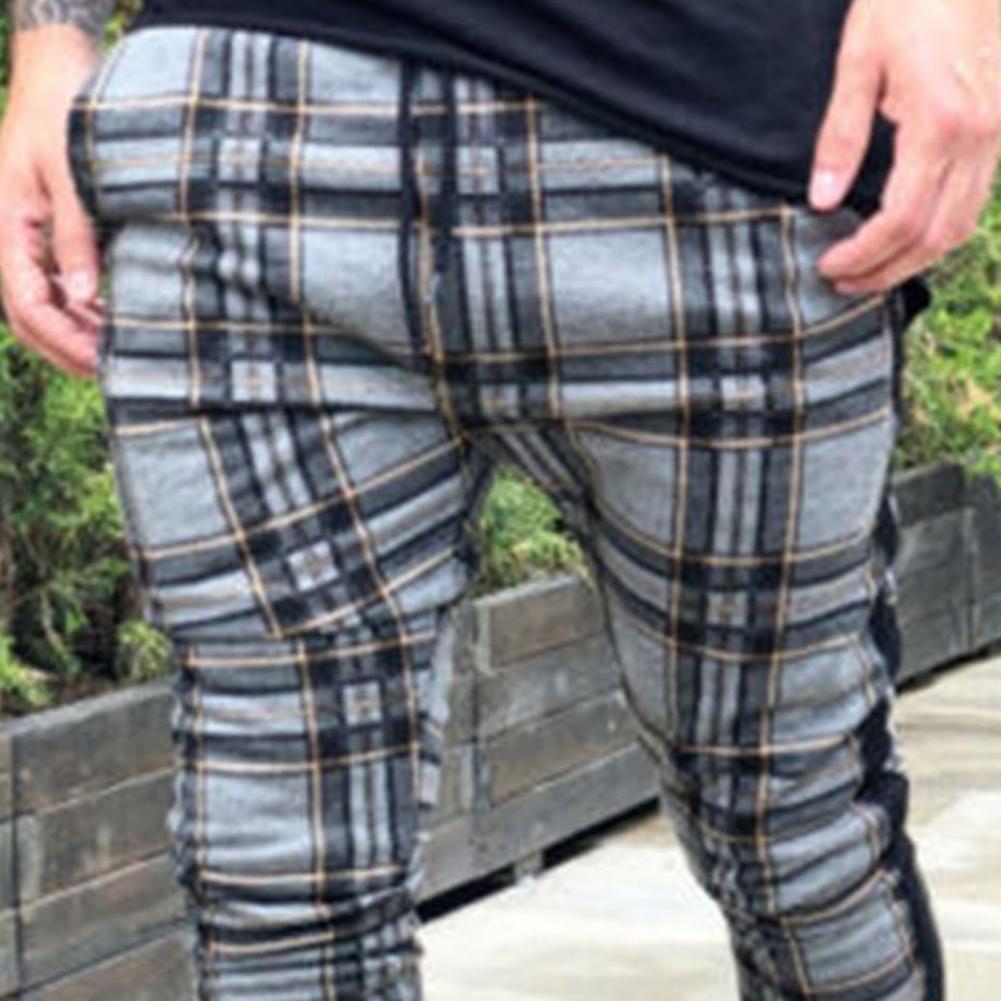 Pencil Pants Sweatpants Men Pants Plaid Simple Spring Sweatpants Mens Joggers Pants Mens Slim Fit Hole Pencil Pants Long Trouser