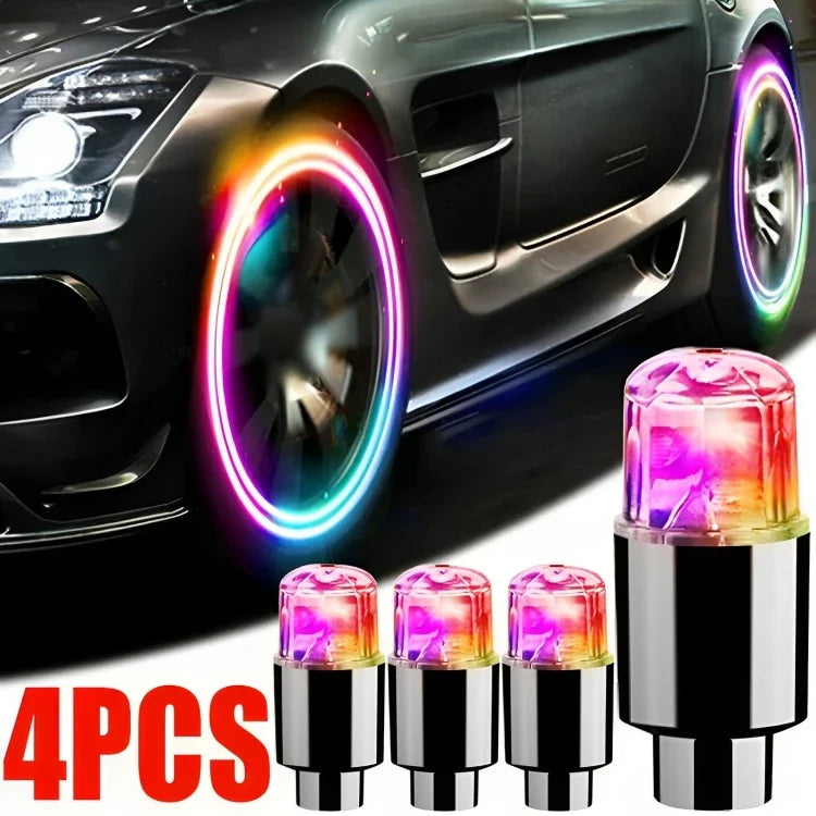 Car Hub Ambient Light Bicycle LED Tire Lights Universal Car Neon Lamp Valve Cover Lights Tire Colorful Flashing Bulb Decoration