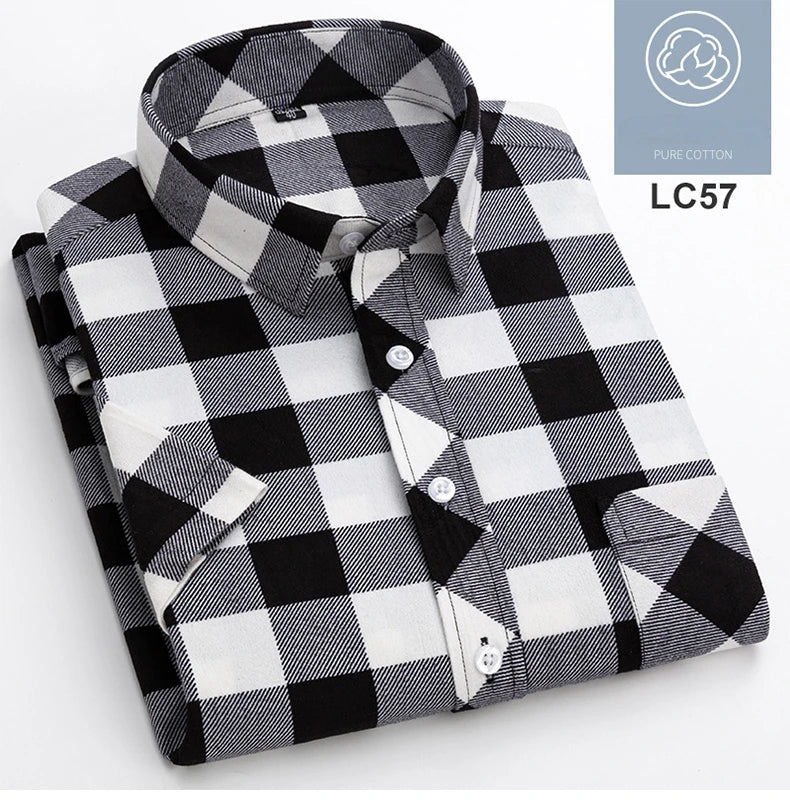 Fashion korean popular clothes plus size 8XL100%cotton short sleeve shirts for men slim fit casual plain shirt thin Hawaii tops