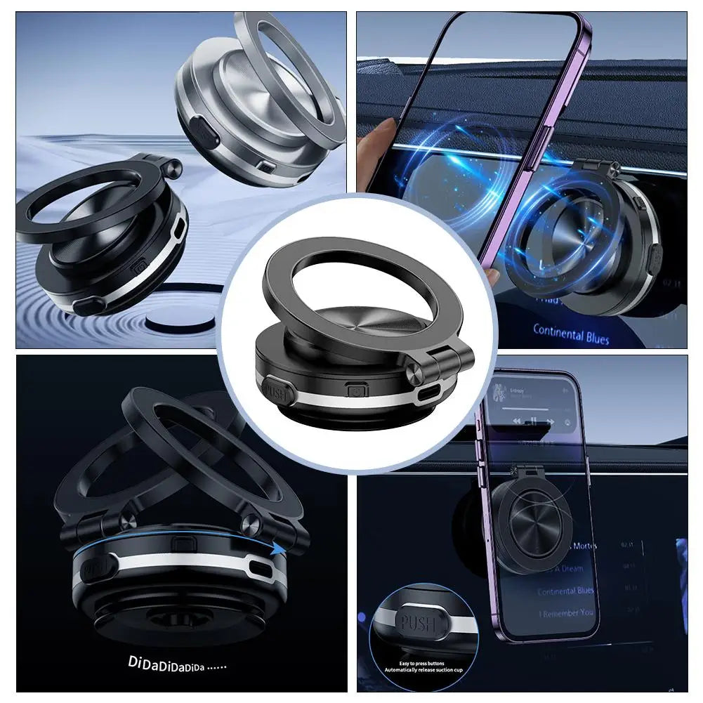 Vacuum Magnetic Car Suction Cup Holder Folding 360° Rotation Multi-Functionality Portable Smart Car Phone Holder