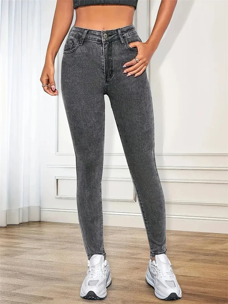 2024 Women Stretch Skinny Jeans Lady Slim Fit Pencil Jeans Girls Leggings Straight Leg Pants Light Blue Gray Black Sexy Trousers