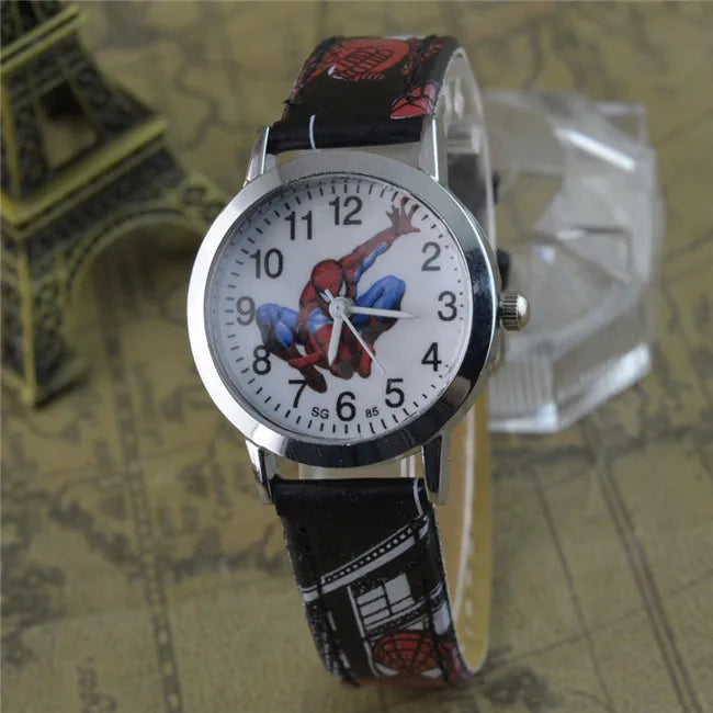 Children Cartoon Watch Spiderman Leather Strap Kids Quartz Watch Best Child Wristwatch Waterproof Men Watches Boy Gift