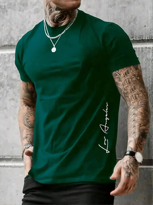 Fashionable and simple letter printing summer short-sleeved round neck men's comfortable, breathable and comfortable T-shirt