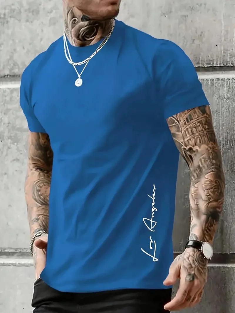 Fashionable and simple letter printing summer short-sleeved round neck men's comfortable, breathable and comfortable T-shirt