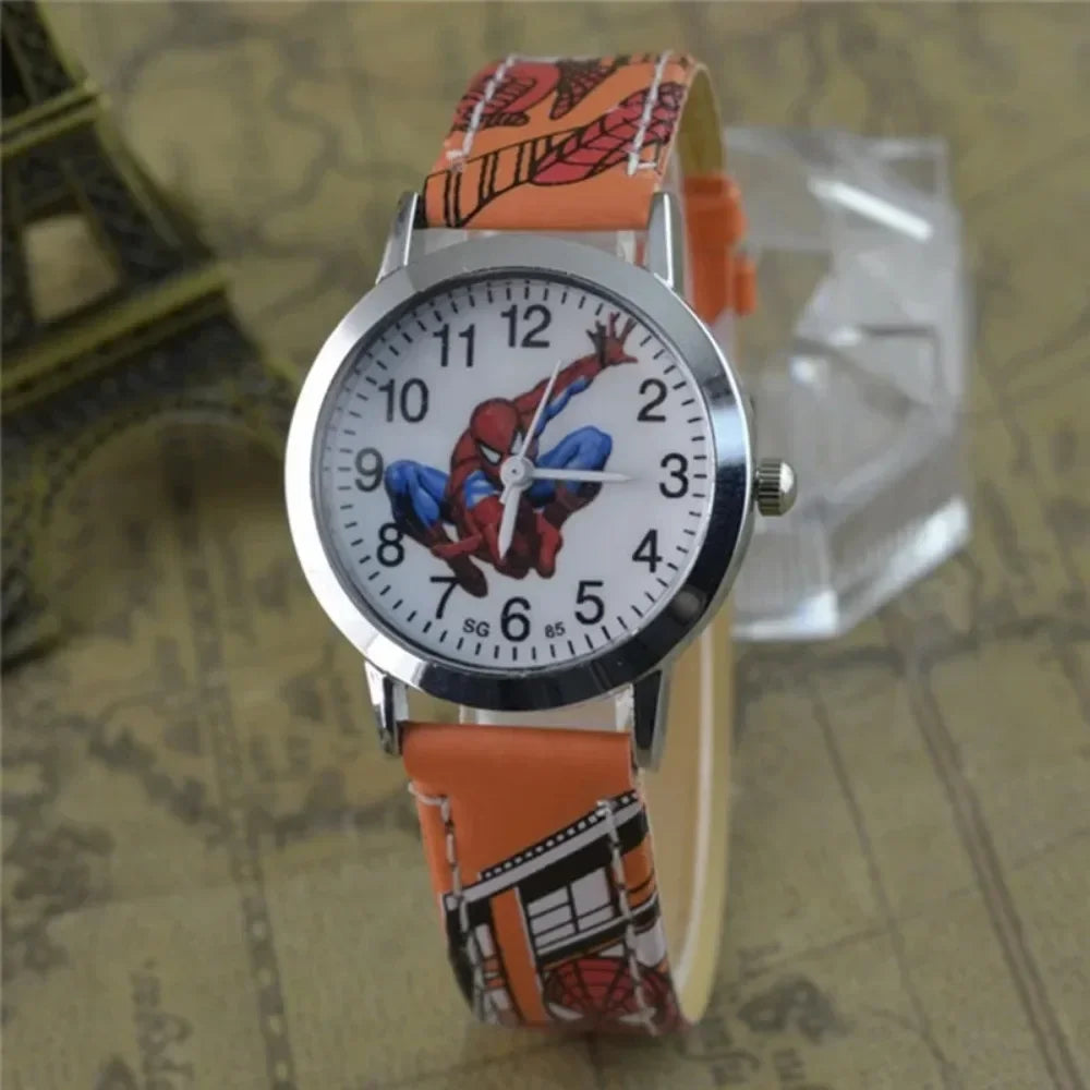 Children Cartoon Watch Spiderman Leather Strap Kids Quartz Watch Best Child Wristwatch Waterproof Men Watches Boy Gift