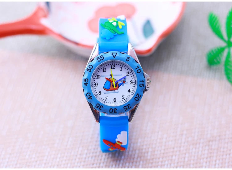 New Style Fashion Children Boys Girls Cartoon Helicopter Plane High Quality Watches Students Kids Cool Water Resistant Watches