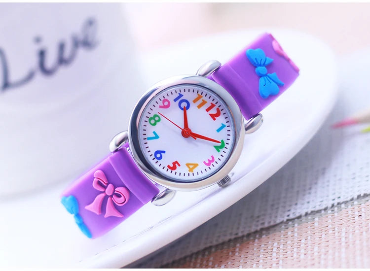 2024 New Girls Boys Lovely Cute Bow Tie Silicone Strap Watches Stainless Steel Dial Colorful Digital Watch For Little Kids Gifts