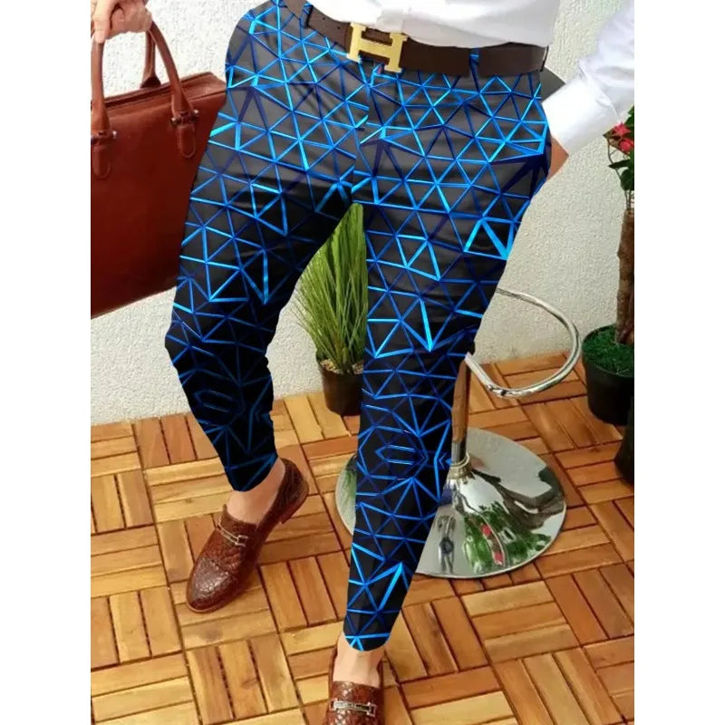 2024 New Men's Business and Leisure Pants Retro Pattern Printed Straight Tube Pants Men's Spring and Autumn Fashion Street Wear