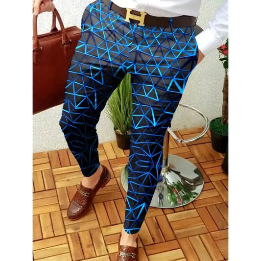 2024 New Men's Business and Leisure Pants Retro Pattern Printed Straight Tube Pants Men's Spring and Autumn Fashion Street Wear