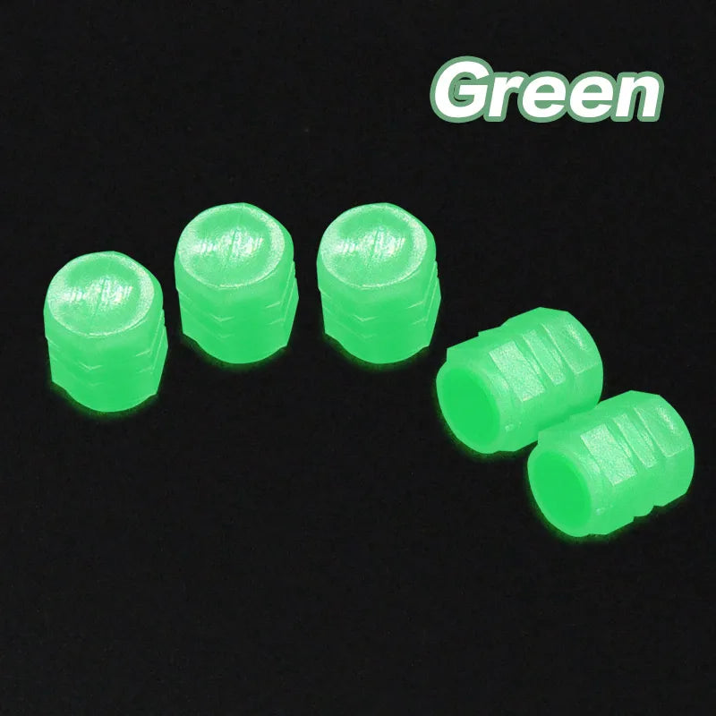 New Luminous Car Tire Valve Caps Wheel Tyre Rim Stem Covers Dustproof Waterproof for Auto Motorcycle Bicycle Glow In The Dark