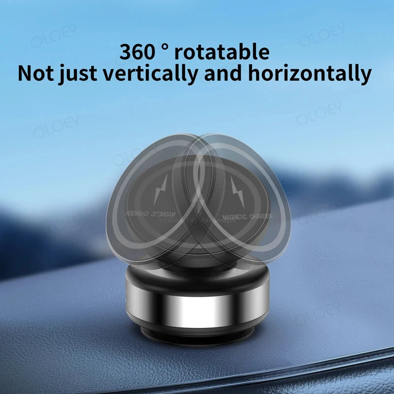 Wireless charge 360°rotatable vacum car holder For iPhone Samsung Xiaomi magnetic car mount vacuum phone holder