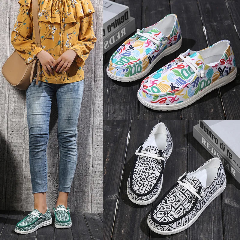 Women Orange Vulcanized Shoes Canvas Slip on Loafers Female Flat Shoes Fashion Ladies Walking Shoes Casual Sneakers 2023