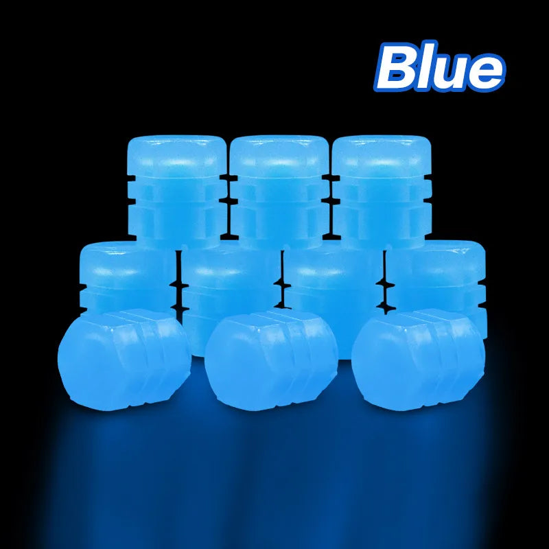 New Luminous Car Tire Valve Caps Wheel Tyre Rim Stem Covers Dustproof Waterproof for Auto Motorcycle Bicycle Glow In The Dark