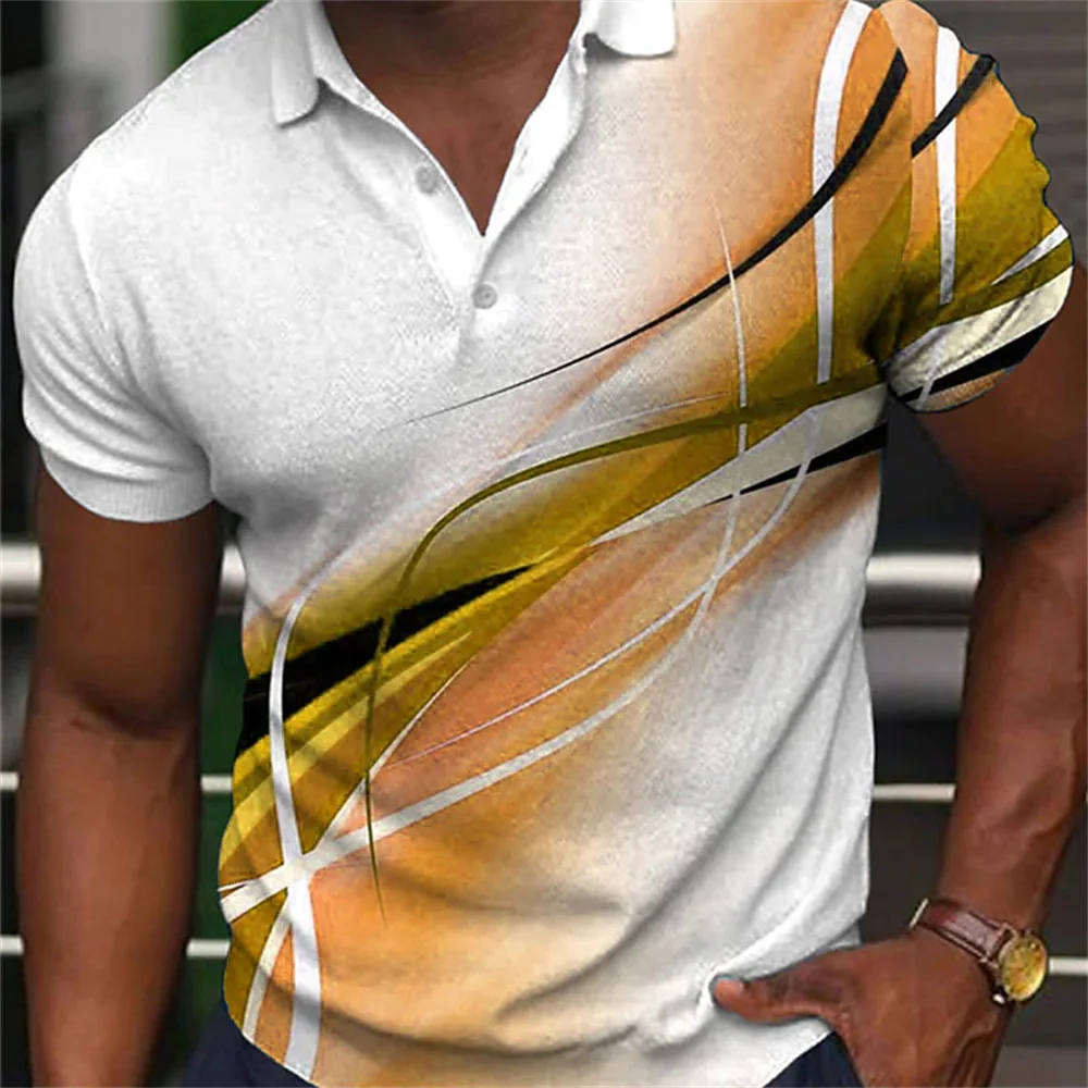 Summer Men's Polo Shirt Color Short Sleeve Tshirt Mesh Breathable Comfort Lapel Tops Tee Fashion Striped T Shirt Men's Fashion