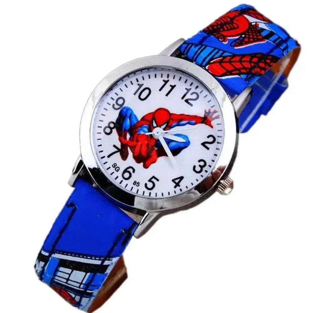 Children Cartoon Watch Spiderman Leather Strap Kids Quartz Watch Best Child Wristwatch Waterproof Men Watches Boy Gift