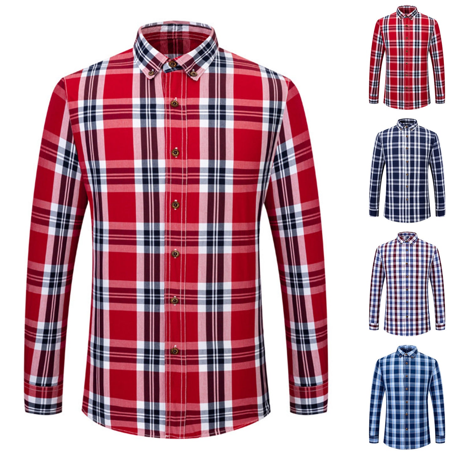 2024 New Men's Fashion Plaid Shirts Spring Autumn Button Down Long Sleeve Male Shirt Slim Fit Business Social Casual Shirt