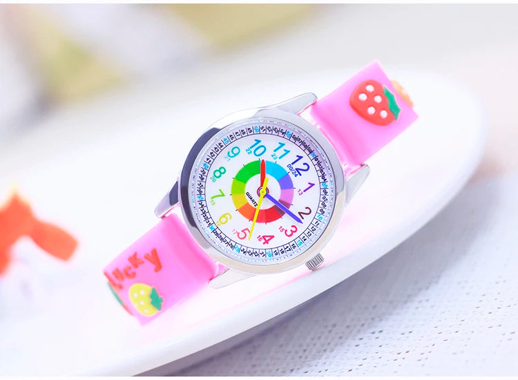 Smart Child Children‘s Girls Babies Cute Sweetheart Princess 3D Strawberry Silicone Color Digital Watch Kids Items Wristwatches